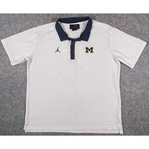 Nike Air Jordan Jumpman Michigan Wolverine’s Polo Shirt Mens LG White Golf
